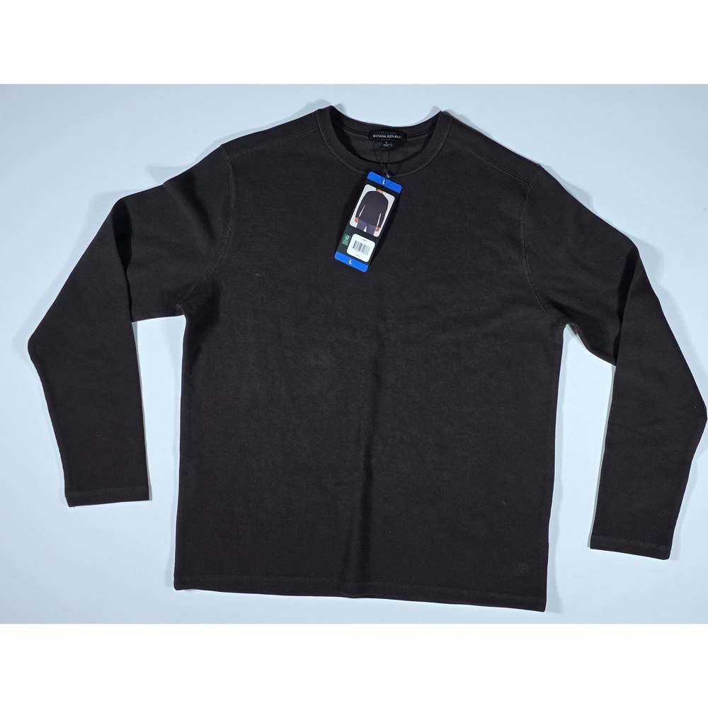 Banana Republic Men's Textured Double Knit Crew Neck Sweater Brown Large NWT